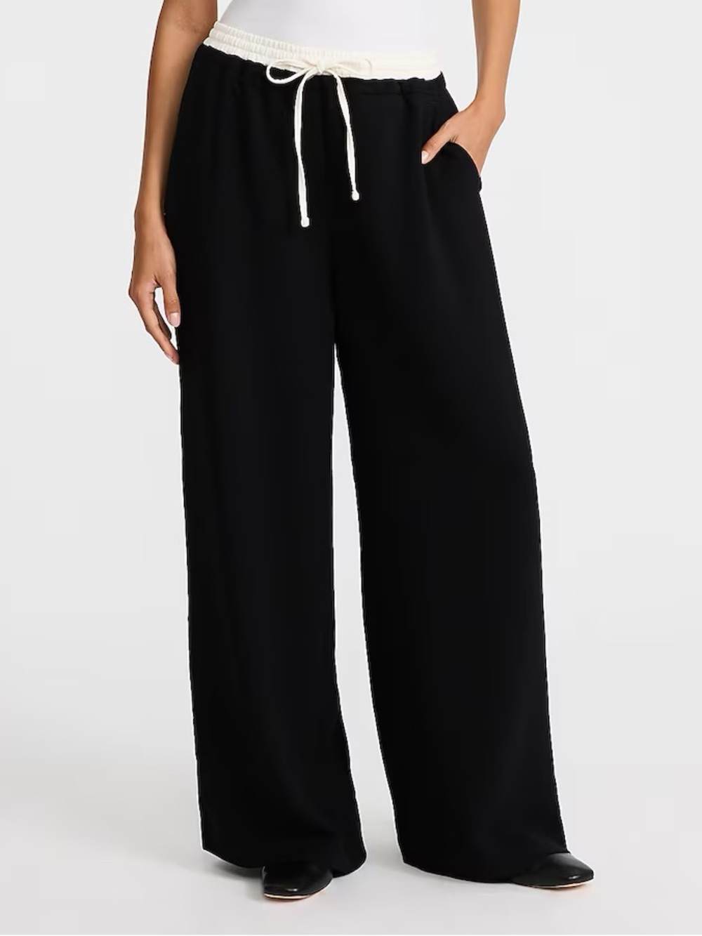 NWT Express Signature Crepe Contrast Double Waist Wide Leg Pull-on Pant